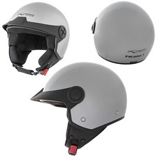 Peak Open Face Helmet Lid Motorbike Jet Scooter Quad A-Pro Silver M