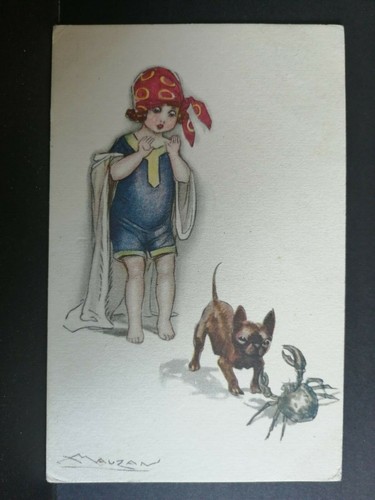Cartolina bambina con cane - cartolina,