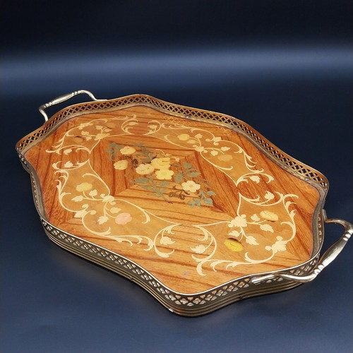 Vassoio legno intarsiato - vassoio,