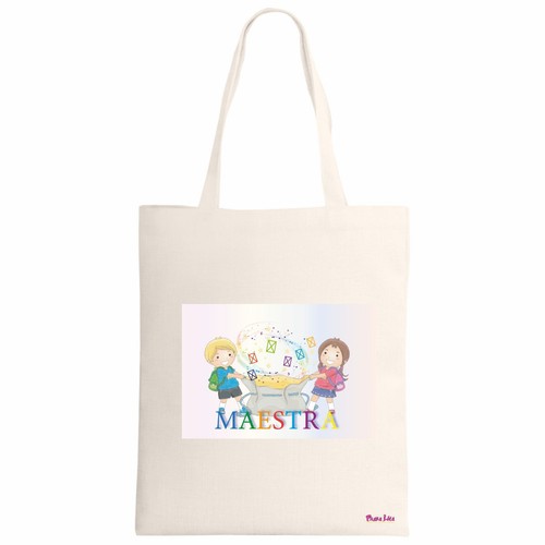 Borsa ecru scritta - ecru,