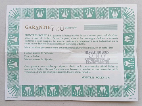 Rolex guarantee warranty - rolex,