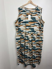 Abito midi Seasalt Cornwall Farleys carta strappata segni Whelk UK 26 28 nuovo con etichetta