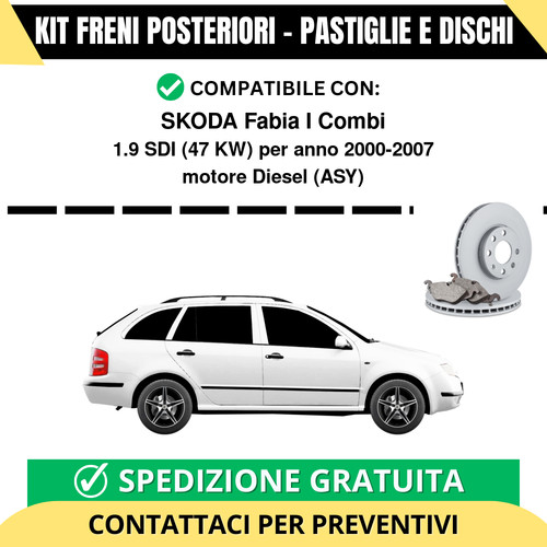 Kit freni posteriori per skoda - posteriori,