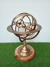 Antica sfera armillare zodiaco su base in legno decorazione tavolo nautico da...