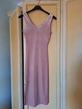 Vestito Donna elegante lungo sotto ginocchio rosa aderente