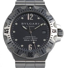OROLOGIO BVLGARI DIAGONO SCUBA SD40S DATA AUTOMATICO ACCIAIO INOX NERO UOMO F/S