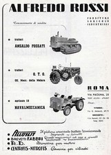 PUBBLICITA'1954 TRATTORI ANSALDO FOSSATI OTO MELARA. NAVALMECCANICA A.ROSSI ROMA