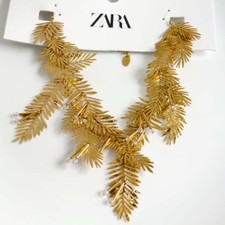 Collana dichiarazione collare foglie di Zara 16" nuova retrò donna festa vacanze gioielli