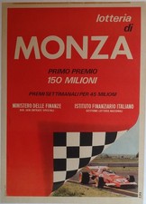 LOTTERIA DI MONZA 1971 FERRARI 312B C. REGAZZONI MANIFESTO ORIGINALE CM. 50 x 70