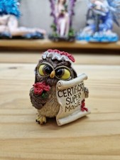 OWL CHOUETTE BÚHO EULE EULEN GUFO GUFI FUNNY IN RESINA SUPER MOGLIE PERGAMENA L