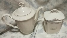 LOTTO 2 CERAMICHE D'EPOCA "CAFFETTIERA + PORTA CAFFE'" guarda foto