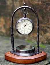 Orologio da tavolo bussola ottone scrivania antica nautica vintage top arreda...