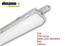 PLAFONIERA STAGNA DISANO THEMA LED 31W 4790 Lumen 1260mm IP66 4000K NATURALE