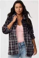 Torrid Soft Plaid Snap Front Shacket 0X *REGALO GRATUITO*
