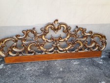 TESTATA LETTO MATRIMONIALE LACCATA E DORATA  RICCHI INTAGLI FLOREALI 1940 EMILIA