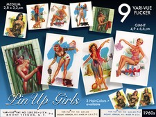 9 VARI VUE FLICKER IMMAGINI OSCILLANTI PIN UP GIRLS USA 1960 anni '60 SEXY LENTICOLARE GIGANTE