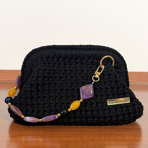 Crochet bag black - black, |