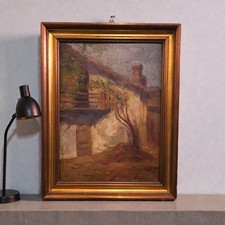 Eugenio Gignous (1850-1906) - Cortile, olio/tela