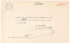 1940 CICLISMO Milano Vigorelli - Ricevuta Giuseppe OLMO per corsa ^AUTOGRAFO