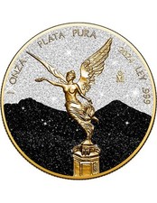 Moneta argento 1 oz polvere di diamanti bianco e nero Messico 2024