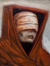 *RARO* Chet Zar Studio Olio Originale 2013 "La Regina Cieca" 11x14