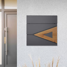Cassetta postale lettere da muro in acciaio antracite/effetto legno 37x36,5x11cm
