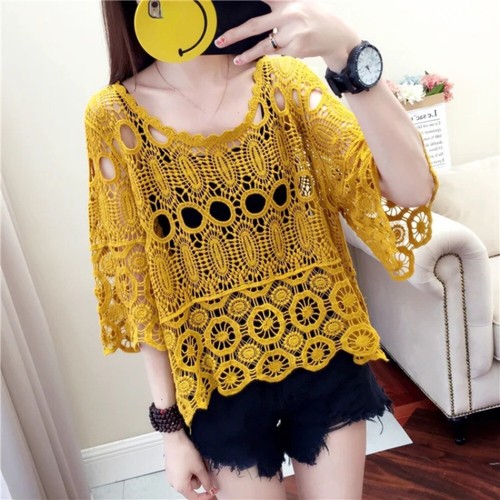 Donna pizzo traforato top - pizzo,