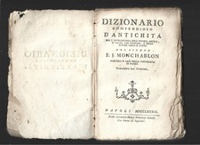 SETTECENTINA - DIZIONARIO COMPENDIOSO D'ANTICHITA' - 1783
