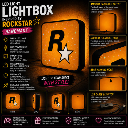 Rockstar inspired led lightbox - rockstar,