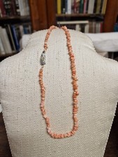 Collana Corallo rosa, chiusura argento 835 Lung. Cm. 42 vintage (V3) ^