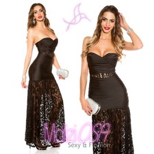 Vestito Abito Cerimonia MaliziOSA donna elegante Pizzo abito lungo a Fascia