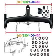 Manubrio bici strada passante cavo interno completo fibra di carbonio 28,6MM 7 gradi