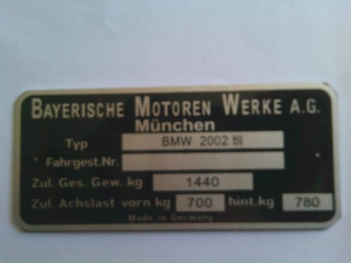 Targa bmw 2002tii 1440 - 2002tii,