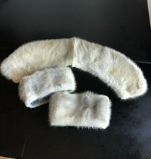 Collo e polsini di visone grigio chiaro, usato in buono stato - Vintage