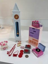 Lotto accessori casa delle bambole Mattel Barbie videocamera dischi carica anni 80 FUNZIONANTI