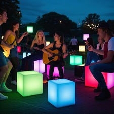 Sedia LED Illuminata Pub Bar Sgabello 16 Cambia Colore Cubo Sedile con Telecomando Impermeabile