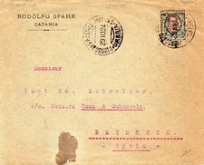 Navigazione, ship , 1924 , Piroscafo postale It. UMBRIA , da Catania x la Syria