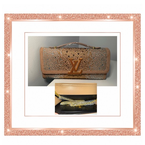 Pochette con strass marroni