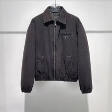 Prada Giacca Bomber Denim Nero Full Zip Casual Taglia M