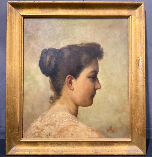 Antico xixc quadro olio donna - xixc.,