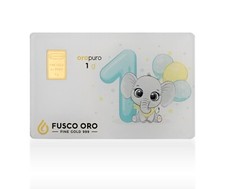FUSCO ORO LINGOTTO  1 GRAMMO  1° BAMBINO ORO PURO 24KT  999.9   NUOVO IN BLISTER