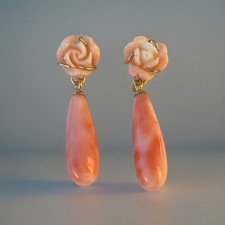 Orecchino Corallo Rosa In Argento Placcato Oro