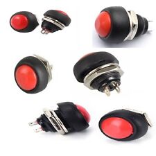 5 Pz. MINI PULSANTE IMPERMEABILE ROTONDO 12 mm ROSSO BASSO 12V 24V 230V 3A