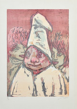 MACCARI MINO (1898 - 1989) Opera Litografia Figure Timbro a secco Nemo Galleni