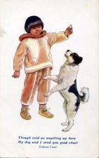 HUSKY SLED DOG ESQUIMAUX INUIT CANADIAN ESKIMO GREENLAND ART VINTAGE POSTCARD