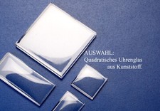 VETRO OROLOGIO quadrato / / vetro plastica SELEZIONE da 8x8 a 34x34 mm