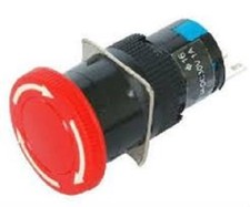 PULSANTE EMERGENZA D= 16mm CON TASTO A FUNGO CONTATTO 1 NAC Emergency SWITCH