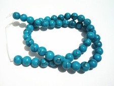 1filo/49pz perline in turchese sintetico 8mm colore turchese scuro bijoux