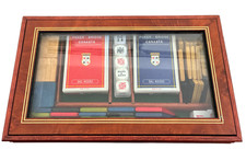 Scatola carte da gioco poker bridge in legno vetro vintage con fiches Dal Negro