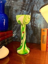 Vaso murano vetro design Carlo Moretti bianco e verde anni '70